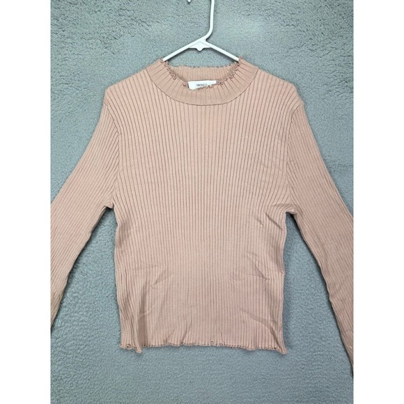 Forever 21 Sweater Womens 3X Plus Pink Ribbed Nylon Blend Mock Neck Pullover NEW - Picture 1 of 11